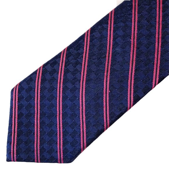 Beau Brummell Other - Beau Brummel Soho Silk Stripe Tie Navy Dark Pink